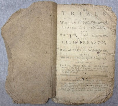 1746 TRIAL OF THREE REBEL LORDS FOR HIGH TREASON, w/ Wraps, Westminster-Hall