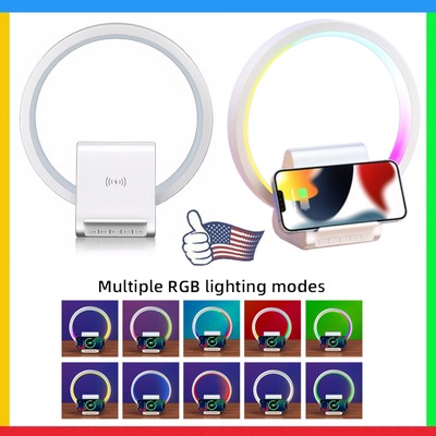 Multifunction Smart LED Lamp Bluetooth Speaker Wireless Charger RGB Night Light