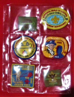 10 Boy Scout 6 Pocket Safely Show Top Loading 3'' Pocket Patch Page Jamboree Rank