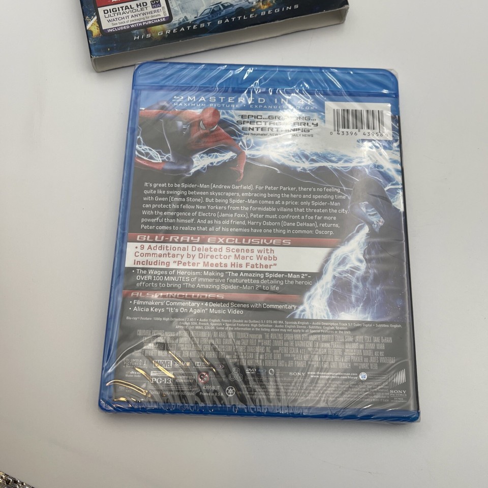 The Amazing SpiderMan 2 (Bluray, DVD, 2Disc Set) w/Slipcover NEW