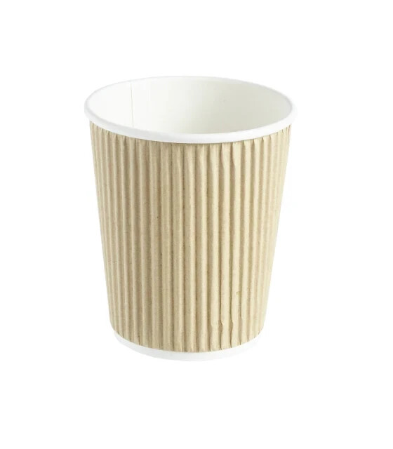10oz Squat Kraft Ripple Triple Layer Paper Cups