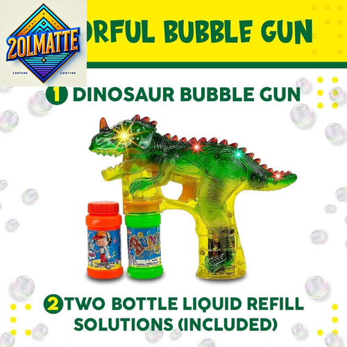 Dinosaur Bubble Gun for Kids. Colorful Dinosaur Bubble Blower Toy With - Picture 6 of 12