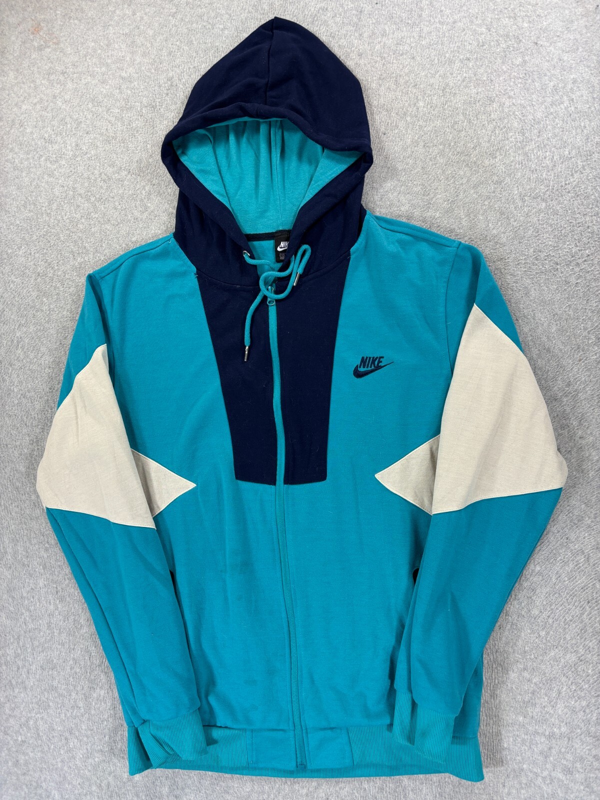 Nike Color Block Cotton Blend Full Zip Hoodie Jacket (Men's XL) Blue