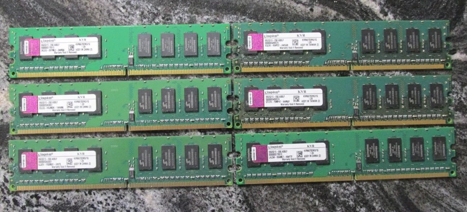 Qty. 6 Kingston KVR667D2N5/1G  1GB DDR2 667MHz PC2-5300 Desktop RAM Memory & 2GB - Image 2 of 4