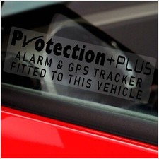 5 x Stickers Protection Plus GPS Tracker Security Reverse Warning Car Sign BLACK