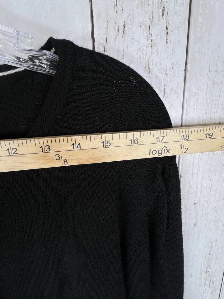 Cárdigan Suéter Cielo Negro 3XL Botón Delantero Tejido Apretado Cuello Redondo Clásico Foto 3 de 4