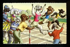 Cat postcard Alfred Mainzer anthropomorphic dressed Spain #4725 dog track field