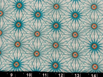 Tina Scrap 9''x21'' Burst Floral Aqua Spring Firework Geometric Cotton Fabric