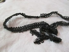 Antique black Mourning glass beadwork 2 trim pieces