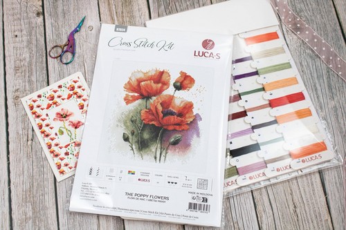 Kit de punto de cruz contado Luca-S The Poppy Flowers B7024 - Imagen 2 de 5