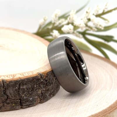 8MM Gray Tungsten Christmas Gifts Men Band Matte Finish Shiny Scratch-Free Ring