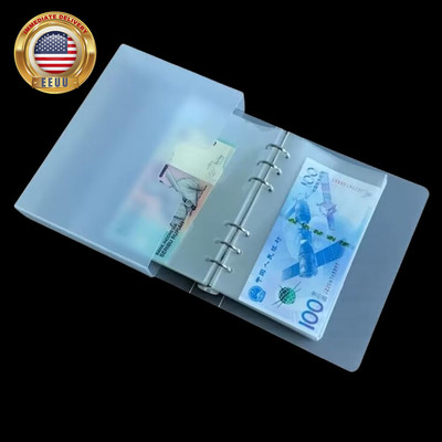 100 Pocket Currency Album，7 × 4 Inch PP Material Clear Portable Paper Money Slee