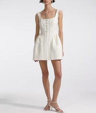 Self Portrait Women's White Tweed Sleeveless Suspender Dress