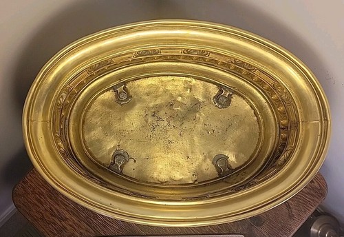Antiker oval geformter Übertopf Weinkühler aus Messing mit Pfotenfüßen & Blumen TOP - Bild 15 von 19