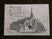 Antique Print Boothen Stoke-on-Trent All Saints Mission Church Architecture 1887