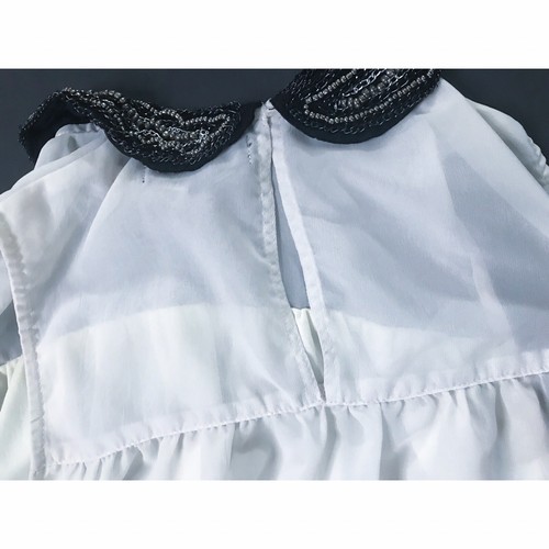 Abito con colletto Peter Pan perline junior grande bianco nero retrò twee capriccioso - Foto 6 di 7