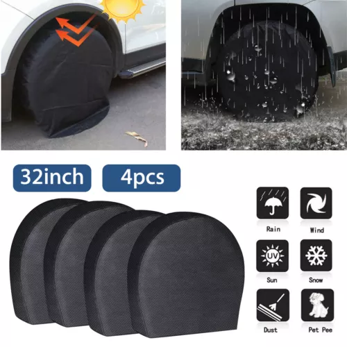 4PCS Waterproof Tire Covers Wheel & Tyre RV Trailer Camper Sun Protector 30"-32"