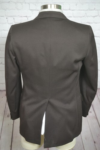 Chaleco Traje 38S Chaqueta 35x27 Pantalón Vintage Años 70 Para Hombre Poliéster Marrón 3 Piezas - Imagen 4 de 12