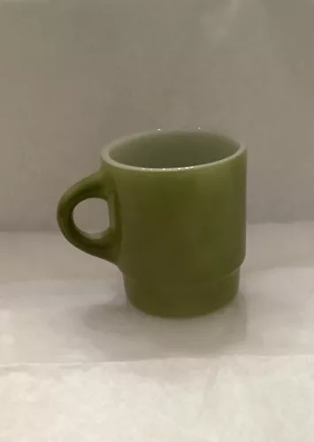 Vintage Anchor Hocking Fire King Avocado Green Stacking Coffee Mug USA