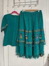 VTG Hand Woven Guatemalan Mayan Textile Skirt set Folk Weaver Motif Boho Artisan