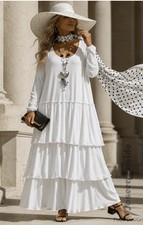 LAGENLOOK Longlänge Volant-Kleid Shabby wei�...