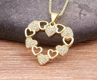 2 Ct Round Cut Simulated Diamond Attractive Heart Pendant 14k Yellow Gold Plated