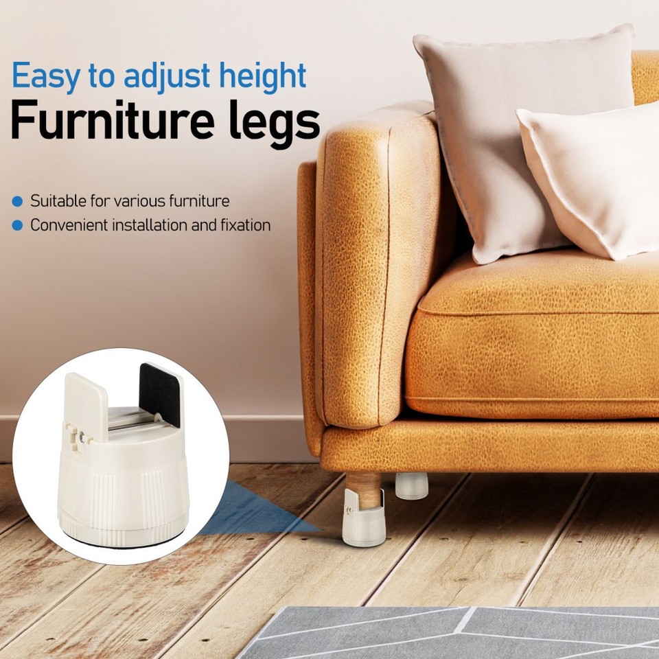 4pcs Bed Risers Adjustable Furniture Leg Risers Table Leg Extenders ...