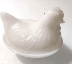 Vintage Milk.Glass Hen On Nest HON