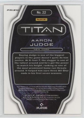 2022 Panini Chronicles Titan Holo Prizm Aaron Judge #22 - Zdjęcie 2 z 3