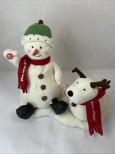 2004 Hallmark Jingle Pals Plush Snowman Barking Dog Animated Jingle Bells Read