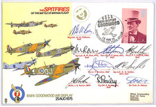 GB SPITFIRE Battle Britain Flight RAF Cover 1975 Multi-Signed 8p CHURCHILL YO443