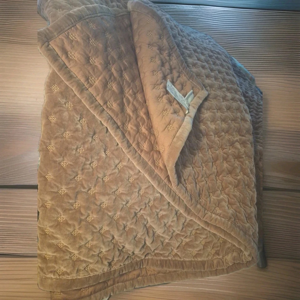 FRONTGATE Rumi Velvet KING Rumi Velvet Quilt 100% Cotton BLUSH EUC - Image 4 of 4