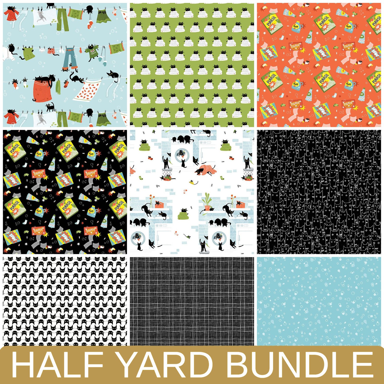 Cats in the Laundry Half Yard Bundle by Hawthorne Supply Co