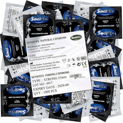 Sensitex Fuerte 1000 Extra Dick Kondome 53 mm 190 mm Latex Strong Megapack
