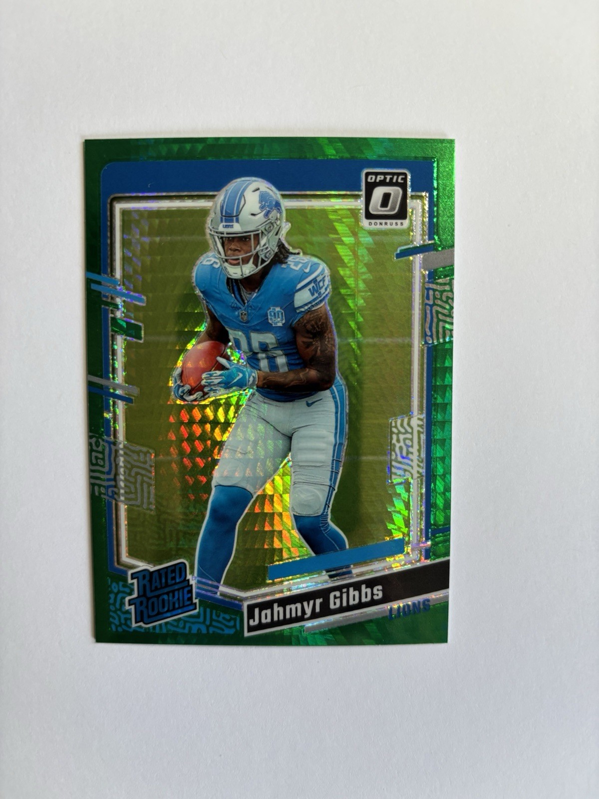 2023 Panini Donruss Optic Rated Rookie Jahmyr Gibbs #236 Green Hyper Prizm (RC)