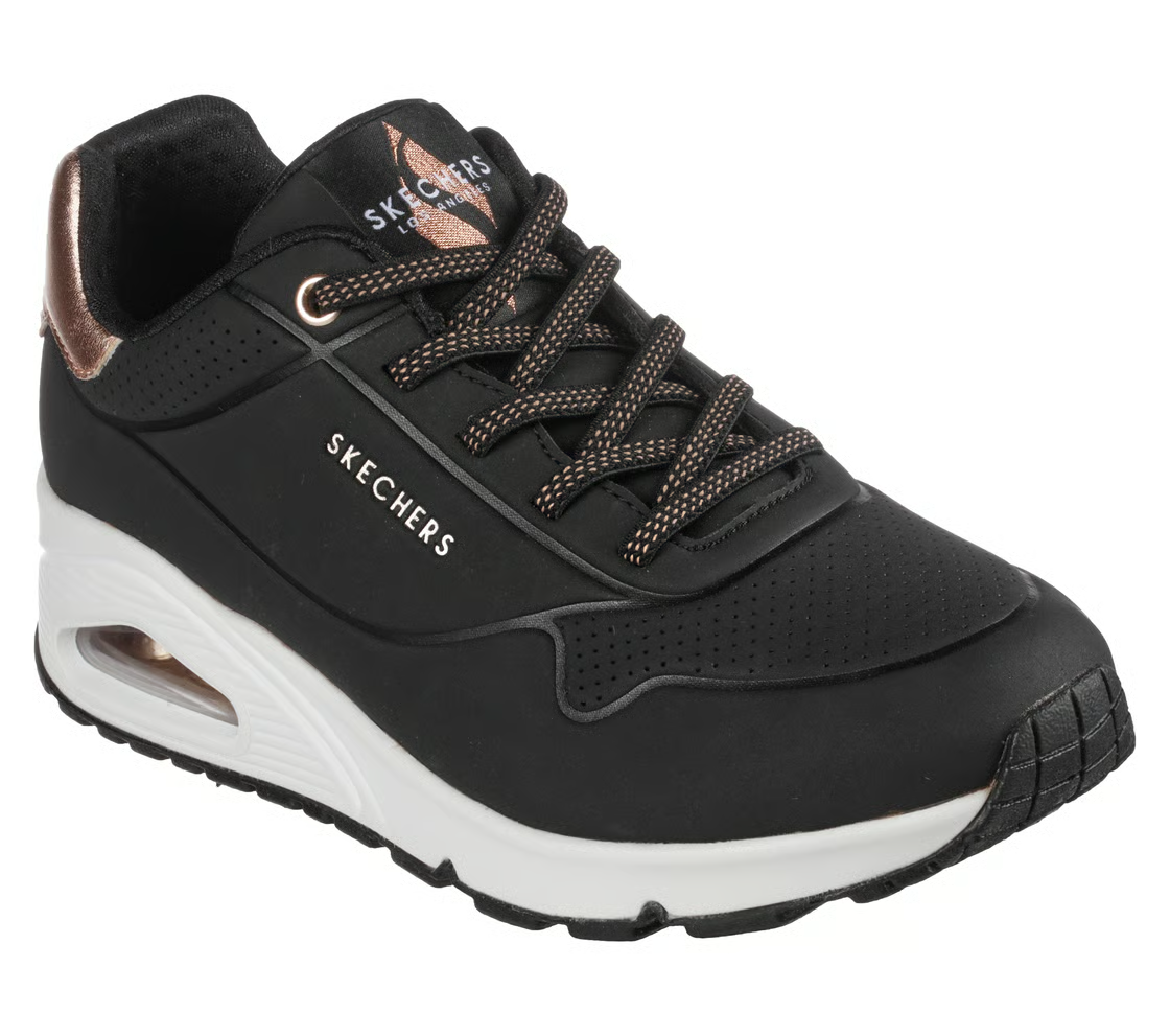 Wide Fit Woman Skechers Uno-Shimmer Away Sneaker Shoe 155196 Black