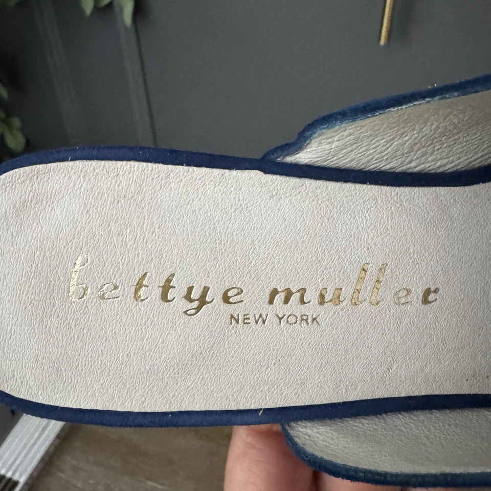 Zapatos sin cordones Bettye Muller azules de gamuza bordados para mujer 8 Foto 3 de 4