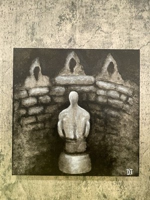 Original Acryl auf Leinwand Gemälde ''Das Gericht'' Dunkler Stil.