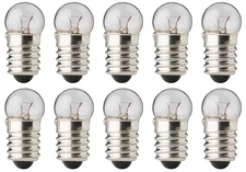 Box of 10 #4045 Bulbs, 12V, 3W, 0.25A, 12 Volts, 3 Watt, E10 screw base, G3.5