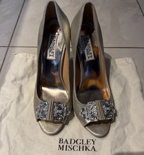 BADGLEY MISCHKA DAVIDA II PEEP-TOE PUMP Jewels, SZ 6M With Shoe Bag