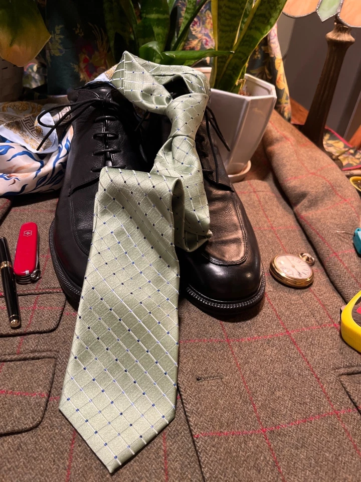 NUEVA CORBATA CROFT & BARROW Para Hombre 100% Seda Clásica Tiras Verde Foto 4 de 4