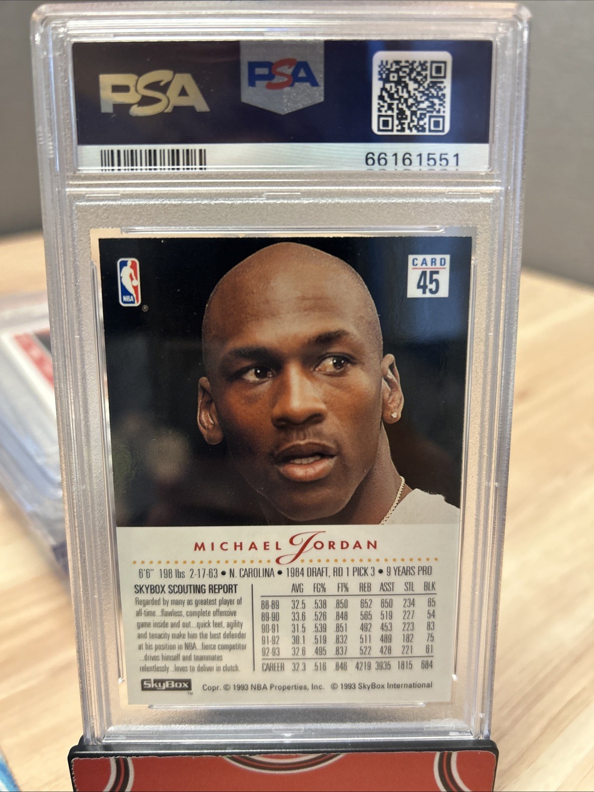 1993 Skybox Premium #45 Michael Jordan PSA 9 view 2