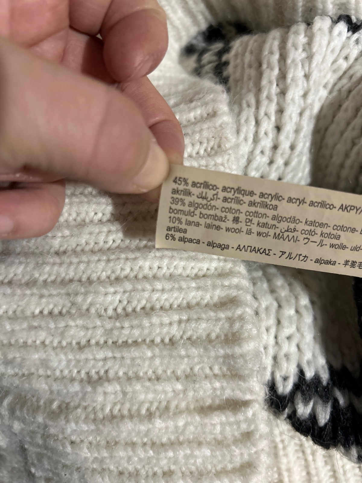 Massimo Dutti Chunky Sweater Women’s Size M Windowpane Cotton Wool Alpaca Crew image 7