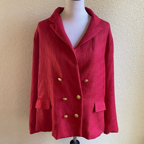Bishop + Young Anthropologie NWT Parker Red Blazer Jacket Double Breasted Knit - Picture 2 of 12