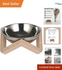 Durable Khaki Elevated Pet Bowls - Anti-Slip, Easy-Clean Stainless Steel Design