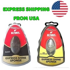 Kiwi Express Reusable Shoe Shine Sponge, Black and All Color 0.2 fl oz 2Pcs
