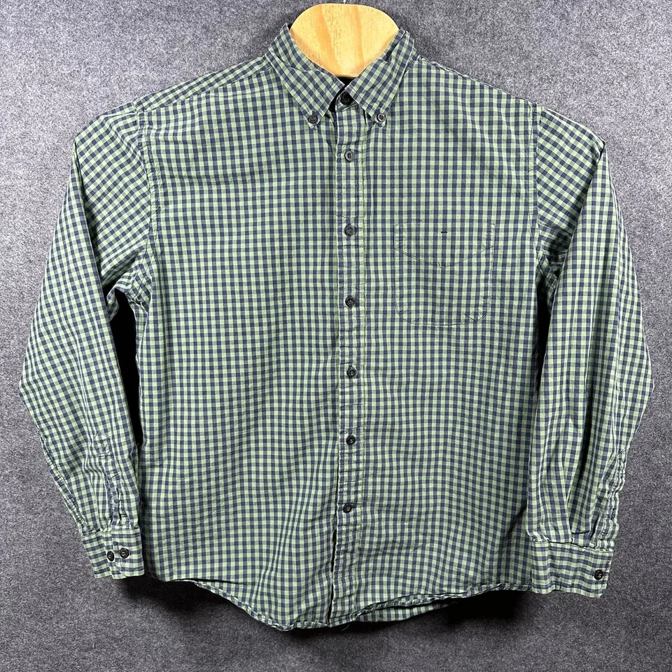 John Bartlett Consensus Men's Size Medium Green Navy Gingham Button Down Shirt - Image 2 of 4
