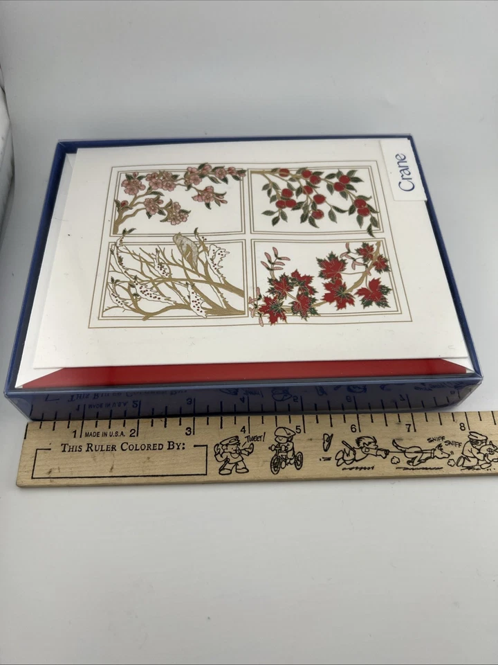 Crane & Co. Hand Engraved Christmas Greeting 10 Cards & Envelopes Foil 4 Seasons - Image 4 of 4