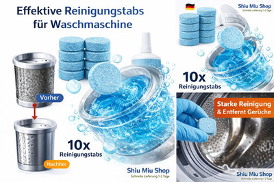  10x Waschmaschinenreiniger Tabs extra stark gegen Geruch & Kalk Aktiv Stärke 