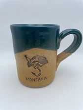 Cold Mountain Pottery Montana State Mug Rustic Glazed Classic Trout Fly 14oz B95